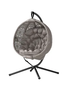 Outsunny Round Egg Basket Chair, with Steel Stand, Sand