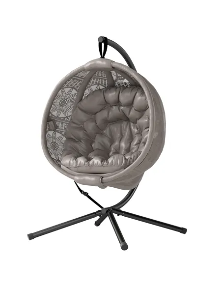 Outsunny Round Egg Basket Chair, with Steel Stand, Sand