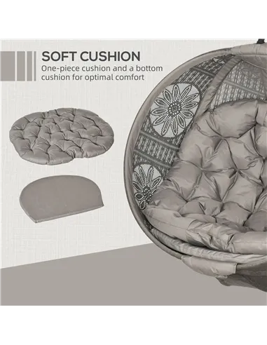 Outsunny Round Egg Basket Chair, with Steel Stand, Sand