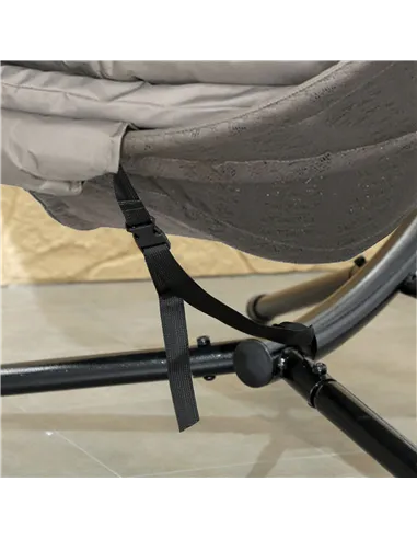 Outsunny Round Egg Basket Chair, with Steel Stand, Sand