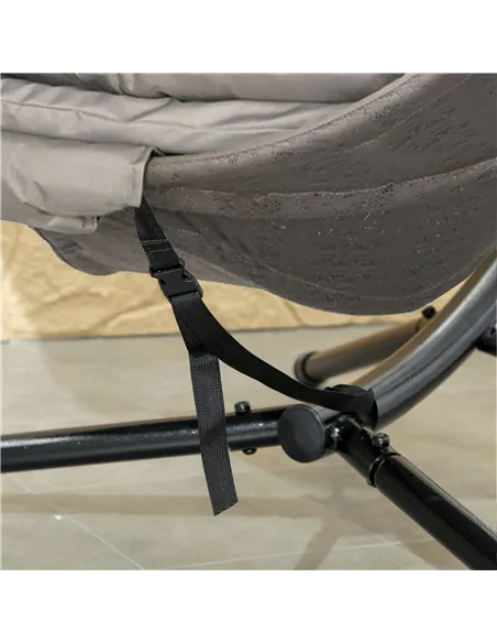 Outsunny Round Egg Basket Chair, with Steel Stand, Sand
