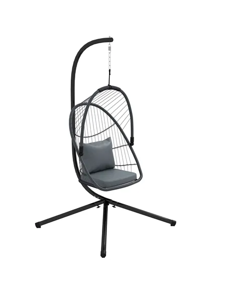 Outsunny Single Egg Chair, with Steel Frame Stand - Grey