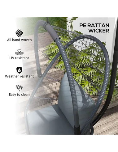 Outsunny Single Egg Chair, with Steel Frame Stand - Grey