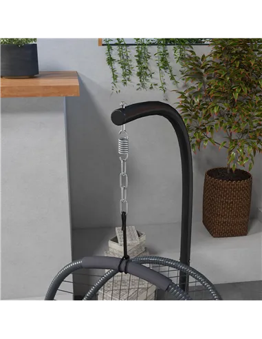 Outsunny Single Egg Chair, with Steel Frame Stand - Grey