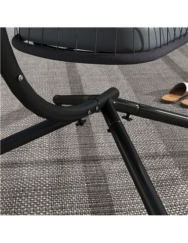 Outsunny Single Egg Chair, with Steel Frame Stand - Grey