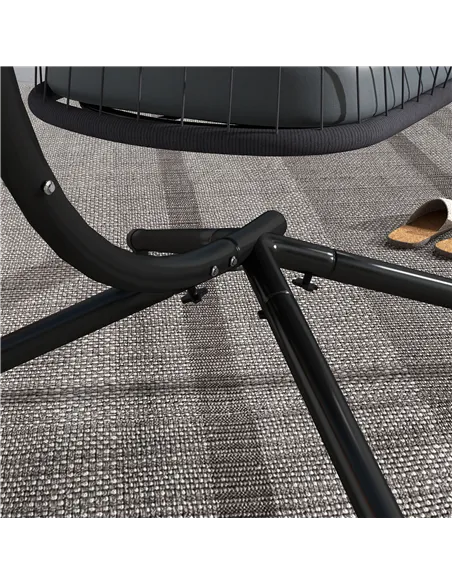 Outsunny Single Egg Chair, with Steel Frame Stand - Grey