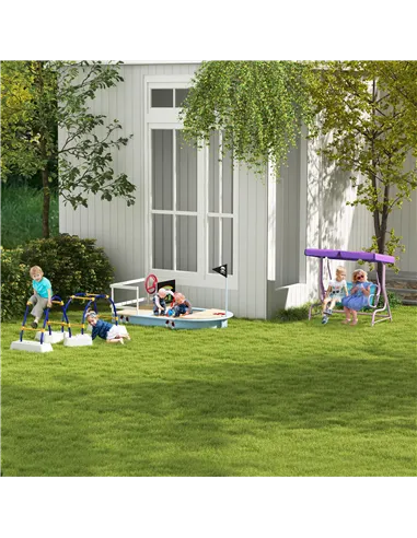 Outsunny Two Seater Kids Garden Swing, Fairy Themed kids Swing Chair with Adjustable Canopy, Safety Belts for Outdoor Use