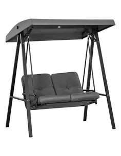 Outsunny Two-Seater Garden Swing Bench, with Adjustable Canopy - Dark Grey