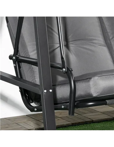Outsunny Two-Seater Garden Swing Bench, with Adjustable Canopy - Dark Grey