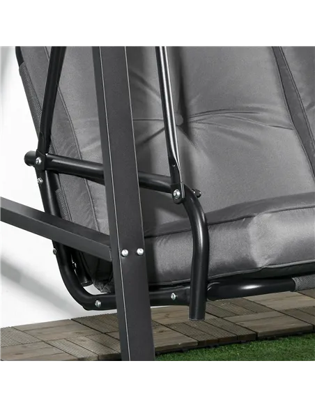 Outsunny Two-Seater Garden Swing Bench, with Adjustable Canopy - Dark Grey
