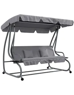 Outsunny Three-Person garden Swing Chair, with Adjustable Canopy - Light Grey