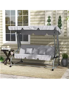 Outsunny Three-Person garden Swing Chair, with Adjustable Canopy - Light Grey 2