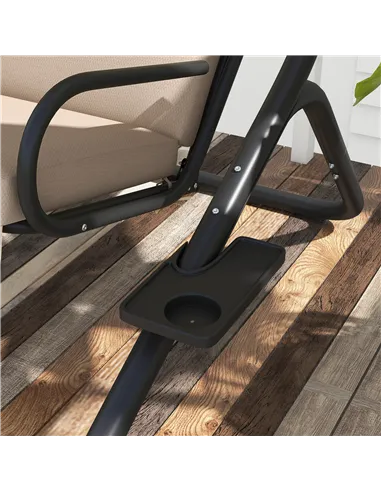 Outsunny Two-Seat Garden Swing Chair, with Protective Canopy - Beige