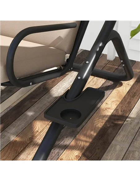 Outsunny Two-Seat Garden Swing Chair, with Protective Canopy - Beige