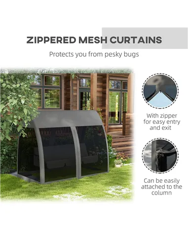 Outsunny Three-Seater Convertible Swing Chair/Bed, with Curtained Canopy - Grey