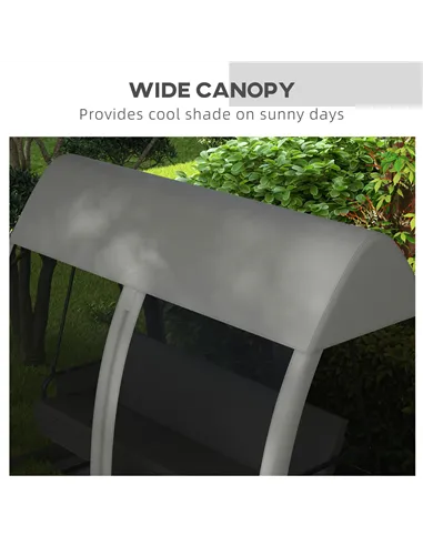 Outsunny Three-Seater Convertible Swing Chair/Bed, with Curtained Canopy - Grey