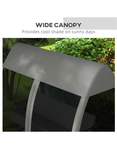Outsunny Three-Seater Convertible Swing Chair/Bed, with Curtained Canopy - Grey