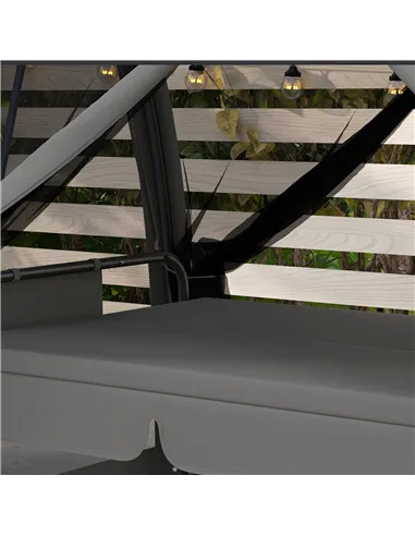 Outsunny Three-Seater Convertible Swing Chair/Bed, with Curtained Canopy - Grey