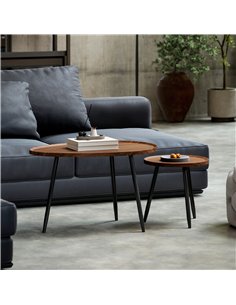 HOMCOM Nesting Coffee Table Set of 2, 80cm Modern Stacking End Side Table with Metal Legs for Living Room Bedroom Office, Chestn 2
