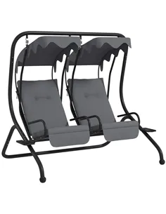 Outsunny Two-Seat Garden Swing Chair, with Protective Canopy - Grey