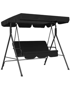 Outsunny Three-Seater Garden Swing Chair, with Adjustable Canopy - Black