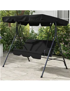 Outsunny Three-Seater Garden Swing Chair, with Adjustable Canopy - Black 2