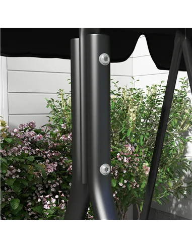 Outsunny Three-Seater Garden Swing Chair, with Adjustable Canopy - Black