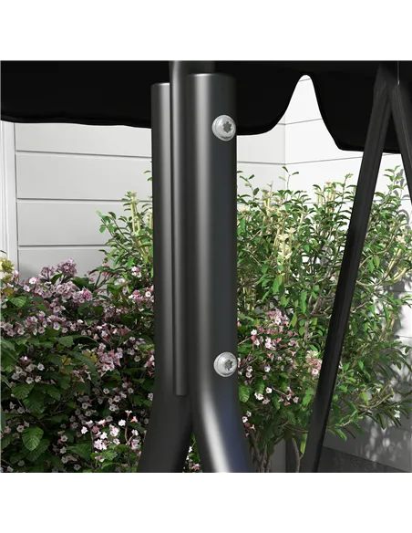 Outsunny Three-Seater Garden Swing Chair, with Adjustable Canopy - Black