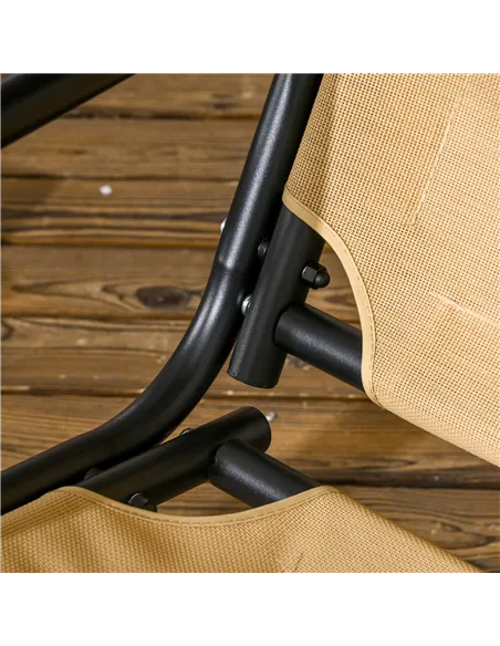 Outsunny Two-Seater Garden Swing Bench, with Adjustable Canopy - Beige