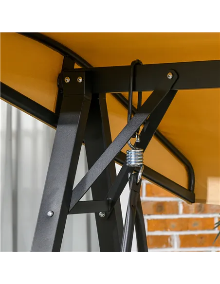 Outsunny Two-Seater Garden Swing Bench, with Adjustable Canopy - Beige