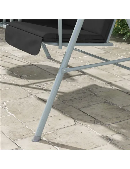 Outsunny 2 Seater Garden Swing Chair Patio Rocking Bench w/ Tilting Canopy, Double Padded Seats, Storage Bag and Tray, Black