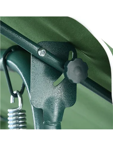 Outsunny 3 Seater Garden Swing Seat Chair Outdoor Bench with Adjustable Canopy and Metal Frame, Green Stripes