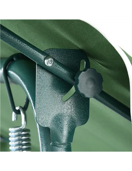 Outsunny 3 Seater Garden Swing Seat Chair Outdoor Bench with Adjustable Canopy and Metal Frame, Green Stripes