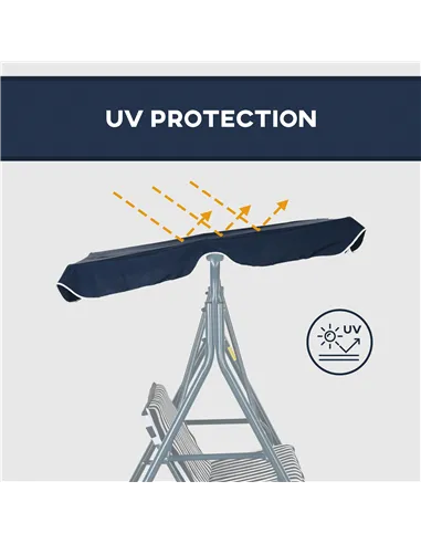 Outsunny 3 Seater Garden Swing Chair, Outdoor Swing Chair with Adjustable Canopy, Mental Frame & Cushions, Blue