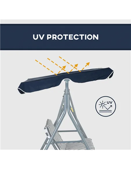 Outsunny 3 Seater Garden Swing Chair, Outdoor Swing Chair with Adjustable Canopy, Mental Frame & Cushions, Blue