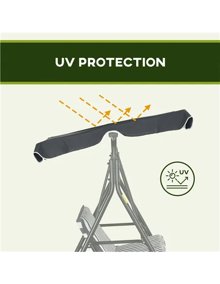 Outsunny 3 Seater Garden Swing Chair, Outdoor Swing Chair with Adjustable Canopy, Mental Frame & Cushions, Grey