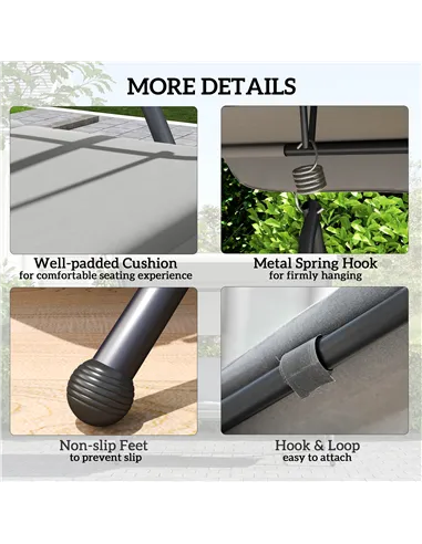 Outsunny Outdoor 2-in-1 Swing Chair Lounger 3 Seater Garden Swing Seat Bed Convertible Tilt Canopy W/ Cushion, Light Grey