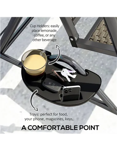 Outsunny 3 Seater Swing Chair, Garden Swing Seat Bench with Adjustable Canopy, Rattan Seat and Steel Frame for Patio, Yard, Grey