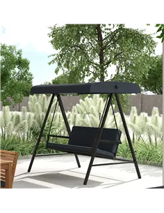 Outsunny Three-Seat Garden Swing Chair, with Adjustable Canopy - Dark Grey 2
