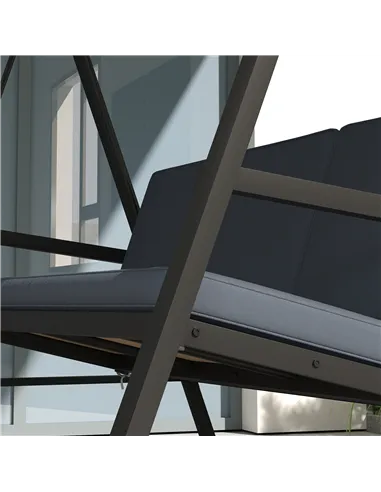 Outsunny Three-Seat Garden Swing Chair, with Adjustable Canopy - Dark Grey