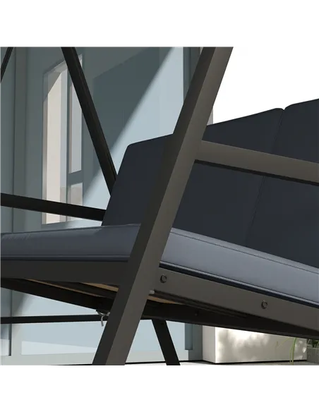 Outsunny Three-Seat Garden Swing Chair, with Adjustable Canopy - Dark Grey