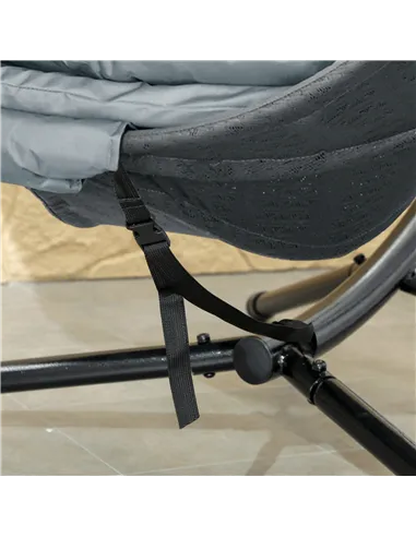 Outsunny Round Egg Basket Chair, with Steel Stand, Charcoal Grey