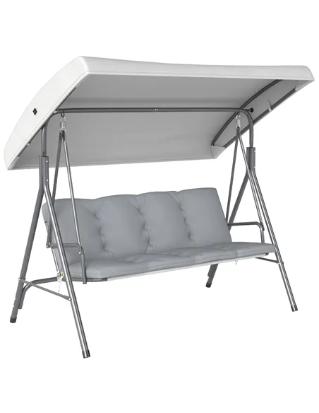 Outsunny Three-Seater Garden Swing Seat - Light Grey
