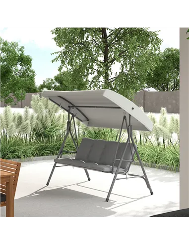 Outsunny Three-Seater Garden Swing Seat - Light Grey