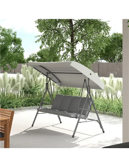 Outsunny Three-Seater Garden Swing Seat - Light Grey