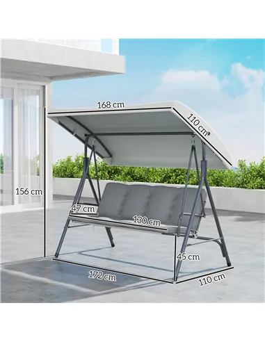Outsunny Three-Seater Garden Swing Seat - Light Grey