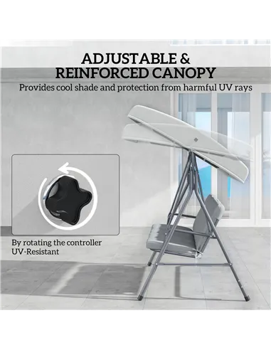 Outsunny Three-Seater Garden Swing Seat - Light Grey