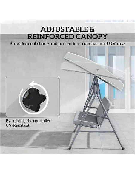 Outsunny Three-Seater Garden Swing Seat - Light Grey