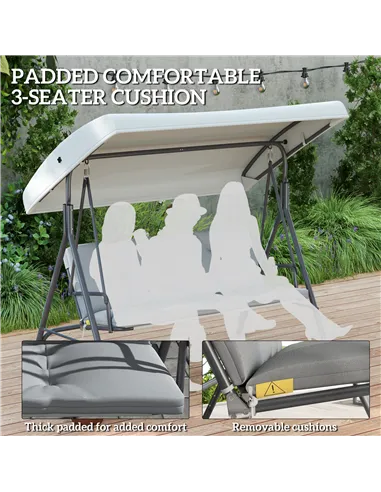 Outsunny Three-Seater Garden Swing Seat - Light Grey