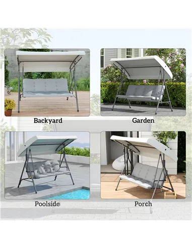 Outsunny Three-Seater Garden Swing Seat - Light Grey